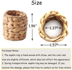 Round Woven Napkin Ring, Water Hyacinth Napkins Rings, Rustic Napkin Rings, Handmade Braided Grass Napkin Ring