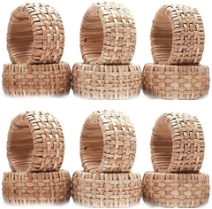 Napkin Rings Set of 12, Rattan Napkin Holders, Napkin Rings Bulk for Party Decoration, Dinning Table
