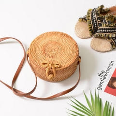 Lowest Price Vietnam Handicraft Bali Round Rattan Bags Ladies Vintage Style Woven Cross Body Bags