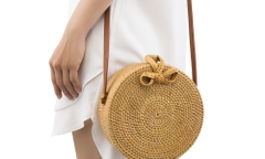 Lowest Price Vietnam Handicraft Bali Round Rattan Bags Ladies Vintage Style Woven Cross Body Bags