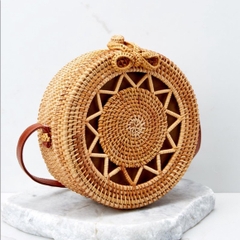 Vietnam Beauty Handmade Bali Round Rattan Bag With Strap Retro Summer Beach Shoulder Circle Ladies Handbags