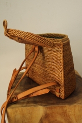 2020 New arrivals Vietnam Natural brown Rattan Women backpack Leather Strap handmade Summer Fashion Straw beach Travelling bag