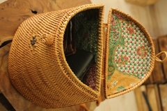 2020 New arrivals Vietnam Natural brown Rattan Women backpack Leather Strap handmade Summer Fashion Straw beach Travelling bag