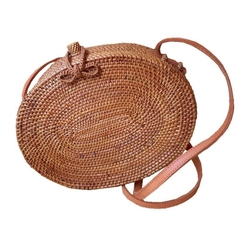 New collection 2020 Oval Bali Beach Woven Rattan Shoulder Bags for women summer traveling bag made in Vietnam