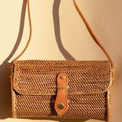 2020 Hot Fashion Handmade Woven Wicker Rattan Rectangular Purses and Handbags for Ladies with Leather Strap