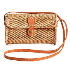 2020 Hot Fashion Handmade Woven Wicker Rattan Rectangular Purses and Handbags for Ladies with Leather Strap