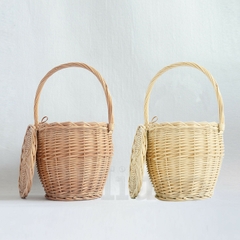 Hot Amazon Beauty Women 100% Natural Rattan Handmade Wicker Bags Straw purses and handbags with Lid and Scarf made in Vietnam