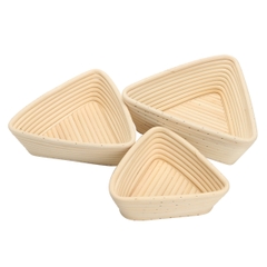 Wholesales Vietnam Handicraft White Rattan Triangle Dough Proofing Bread Basket Set of 3 Sizes for Baking Baguete