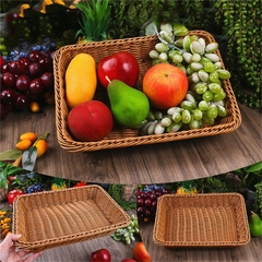 Best Seller Vietnam Hand Woven Natural Rattan Bread Basket Rectangular Baguette Display Tray for Bakery