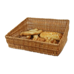 Wholesales Low Price Rattan Sloped Rectangular Hollow Out Bread Display Basket French baguette model