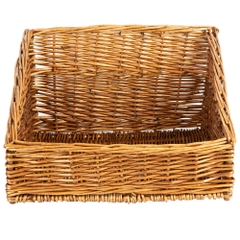 Wholesales Low Price Rattan Sloped Rectangular Hollow Out Bread Display Basket French baguette model