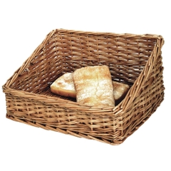 Wholesales Low Price Rattan Sloped Rectangular Hollow Out Bread Display Basket French baguette model