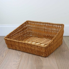 Wholesales Low Price Rattan Sloped Rectangular Hollow Out Bread Display Basket French baguette model