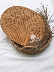 Vietnamese Oval Hand Woven Non-Slip Rattan Placemat with Heat Resistant function