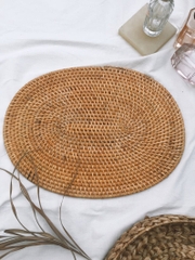 Vietnamese Oval Hand Woven Non-Slip Rattan Placemat with Heat Resistant function
