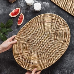 Vietnamese Oval Hand Woven Non-Slip Rattan Placemat with Heat Resistant function