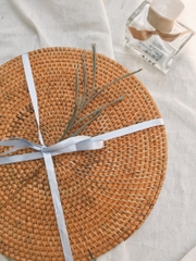 Vietnamese Vintage Round D25cm Woven Braided Rattan Placemat