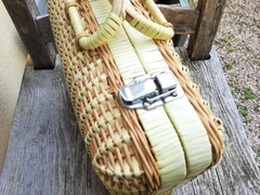 Big deal vintage woven wicker suitcase  woven wicker basket Rattan wicker picnic basket with a lid