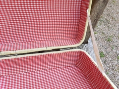 Big deal vintage woven wicker suitcase  woven wicker basket Rattan wicker picnic basket with a lid