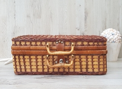 Hot trend Wicker suitcase, woven wicker basket, vintage wicker storage basket for home decor.