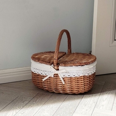 Low price Wicker Picnic Basket, Hamper, Shell Shaped Picnic Basket, Complete Picnic Basket, Farm House decor, Coastal décor