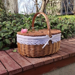 Low price Wicker Picnic Basket, Hamper, Shell Shaped Picnic Basket, Complete Picnic Basket, Farm House decor, Coastal décor