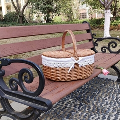 Low price Wicker Picnic Basket, Hamper, Shell Shaped Picnic Basket, Complete Picnic Basket, Farm House decor, Coastal décor