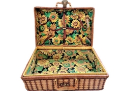 Vintage Rttan Wicker Picnic Basket/Hamper Food Storage Boxes for Picnic