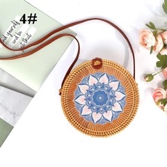 Handmade Hard Straw Water Hyacinth Natural Vegan Purse with Pastel Keychain