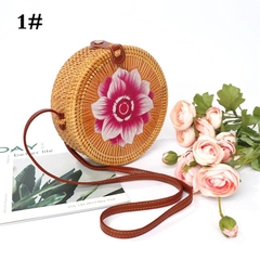 Handmade Hard Straw Water Hyacinth Natural Vegan Purse with Pastel Keychain