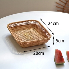 Factory Sale Hand-Woven Bread Basket Round Serving Rattan Tray for Hotel Restaurant