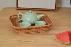 Factory Sale Hand-Woven Bread Basket Round Serving Rattan Tray for Hotel Restaurant