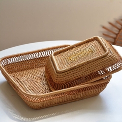 Factory Sale Hand-Woven Bread Basket Round Serving Rattan Tray for Hotel Restaurant