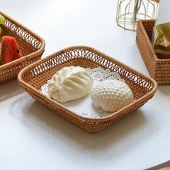 Factory Sale Hand-Woven Bread Basket Round Serving Rattan Tray for Hotel Restaurant