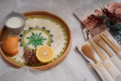 Outdoor Breakfast Water Basket Swimming Pool Rattan Serving Floating Tray for Summer Time 2021