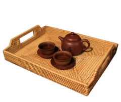 Factory Sale Hot Selling High-Quality Woven Bread Round Serving Trays Rattan Tray