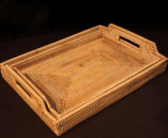 Factory Sale Hot Selling High-Quality Woven Bread Round Serving Trays Rattan Tray