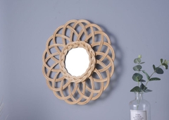 rattan wicker mirror / Sunflower framed decorative mirror / Bohemiam home decor / Boho decor / Round mirror / Bamboo entryway mirror