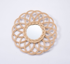 rattan wicker mirror / Sunflower framed decorative mirror / Bohemiam home decor / Boho decor / Round mirror / Bamboo entryway mirror