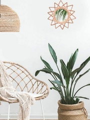 Rattan Mirror Wall Hanging Rattan Mirror Framed Wall Mirror Boho Decor Bohemian Home Decor, Sunflower Rattan Mirror, Wicker Mirror