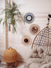 50cm Rattan Mirror Wall Hanging Rattan Mirror Framed Wall Mirror Boho Decor Bohemian Home Decor, Sunflower Rattan Mirror, Wicker Mirror