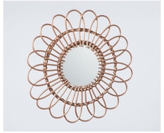 50cm Rattan Mirror Wall Hanging Rattan Mirror Framed Wall Mirror Boho Decor Bohemian Home Decor, Sunflower Rattan Mirror, Wicker Mirror