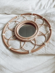 Boho Style Rattan Wall Decor  Mirror| Wicker RattanWall Hanging | Rustic Wall Decorations | Eco-Friendly Wall Art