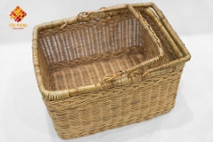 whole sales storage rattan basket with two handles