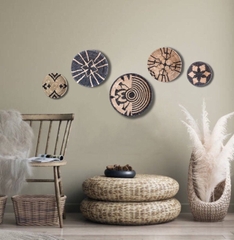 Best Seller High Quality Boho Style Set of 5 Coiled Seagrass Wall Hanging Baskets for Wall Decorations