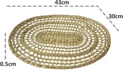 Set of 4 Pack Oval Woven Placemats for Dining Table, Braided Place Mat Handmade Natural Seagrass Wicker Placemat Heat Resistant Hot Insulation Anti-Skidding Non-Slip