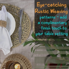 Set of 4 Pack Oval Woven Placemats for Dining Table, Braided Place Mat Handmade Natural Seagrass Wicker Placemat Heat Resistant Hot Insulation Anti-Skidding Non-Slip