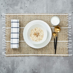 Woven Placemats - Set of 6, Natural Wicker Placemats, Seagrass Straw Braided Placemats, Heat Resistant Non-Slip Weave Placemats Handmade (Style 2)