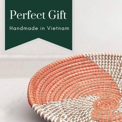Vietnam Handwoven Seagrass Baskets Wall Art Decorative Wall Macrame Wall Hanging Orange Color