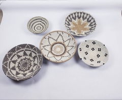 Retail High Quality set of 5 African Wall Hanging Plates, Luxury Wicker Handmade Decorative House, Party Decor